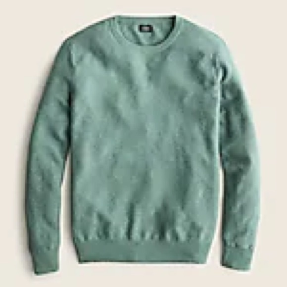 J. Crew Cotton Crewneck Sweater in Garter Stitch - Medium - Heather Fir - Picture 4 of 4